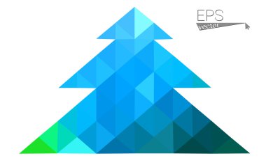 Mavi, yeşil üçgen oluşan düşük Poli stil Noel ağacı vektör çizim. Soyut üçgen poligon origami veya kristal tasarım yeni yıl kutlama. Beyaz arka plan üzerinde izole