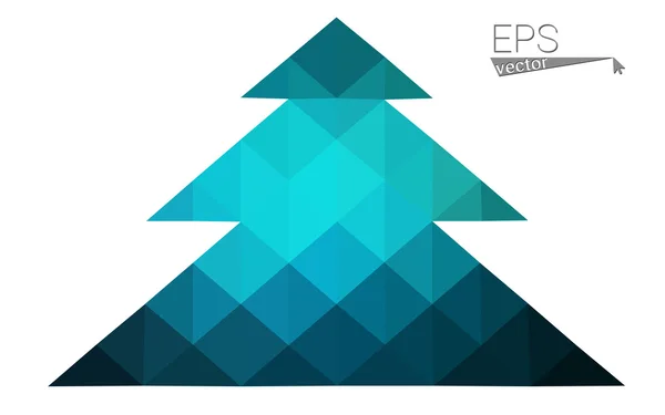 다크 블루 낮은 다각형 스타일 크리스마스 트리 벡터 일러스트 삼각형으로 구성 된. 추상 삼각형 다각형 종이 접기 또는 새로운 년 축 하의 크리스탈 디자인. 흰색 배경에 고립. — 스톡 벡터
