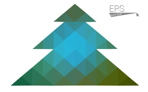 Μπλε, πράσινο χαμηλή πολυ στυλ χριστουγεννιάτικο δέντρο εικονογράφηση φορέας αποτελείται από τρίγωνα. Αφηρημένη τριγωνικό πολυγωνικό origami ή κρύσταλλο σχέδιο της πίτας. Απομονώνονται σε λευκό φόντο — Διανυσματικό Αρχείο