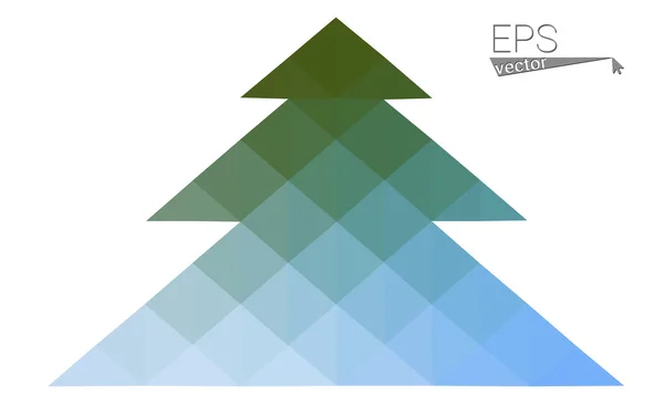 Ilustración de vectores de árbol de navidad de estilo azul, verde y bajo poli que consta de triángulos. Origami poligonal triangular abstracto o diseño de cristal de la celebración de Año Nuevo. Aislado sobre fondo blanco — Vector de stock