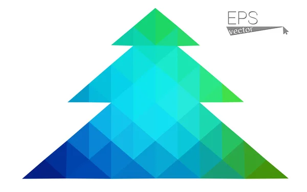 파랑, 녹색 낮은 폴 리 스타일 크리스마스 트리 벡터 일러스트 삼각형으로 구성 된. 추상 삼각형 다각형 종이 접기 또는 새로운 년 축 하의 크리스탈 디자인. 흰색 배경에 고립 — 스톡 벡터