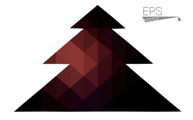 Koyu pembe düşük çokgen stilini Noel ağacı vektör çizim üçgen oluşan. Soyut üçgen poligon origami veya kristal tasarım yeni yıl kutlama. Beyaz arka plan üzerinde izole.