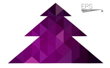 Koyu pembe düşük çokgen stilini Noel ağacı vektör çizim üçgen oluşan. Soyut üçgen poligon origami veya kristal tasarım yeni yıl kutlama. Beyaz arka plan üzerinde izole.