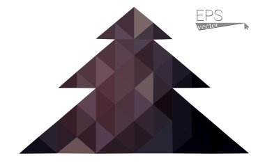Koyu pembe düşük çokgen stilini Noel ağacı vektör çizim üçgen oluşan. Soyut üçgen poligon origami veya kristal tasarım yeni yıl kutlama. Beyaz arka plan üzerinde izole.