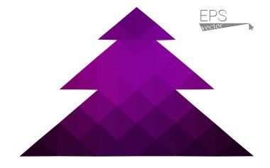 Koyu pembe düşük çokgen stilini Noel ağacı vektör çizim üçgen oluşan. Soyut üçgen poligon origami veya kristal tasarım yeni yıl kutlama. Beyaz arka plan üzerinde izole.