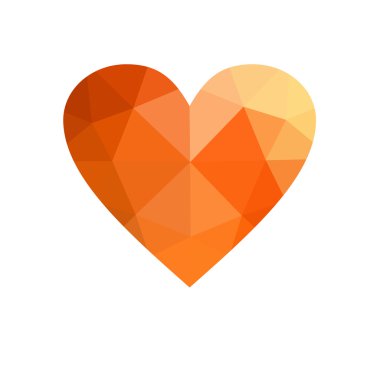 turuncu beyaz zemin üzerine izole kalp.