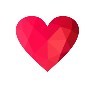 Kırmızı kalp beyaz arkaplanda izole.