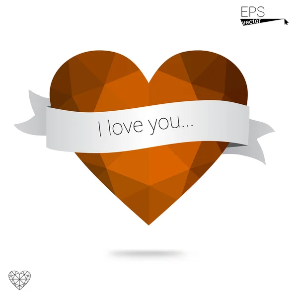 Narancssárga szív elszigetelt fehér background. — Stock Vector