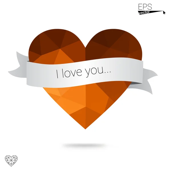 Narancssárga szív elszigetelt fehér background. — Stock Vector