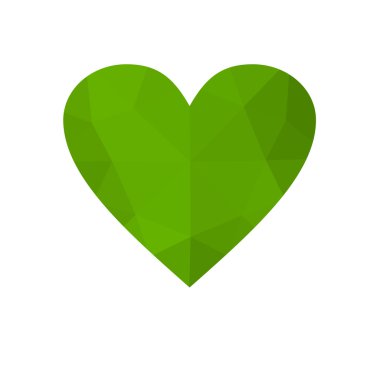 yeşil kalp beyaz zemin üzerine izole.