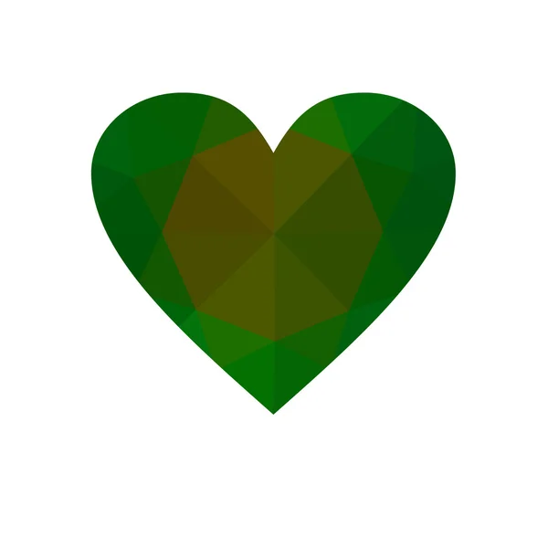 Zielone serce na białym tle. — Zdjęcie stockowe