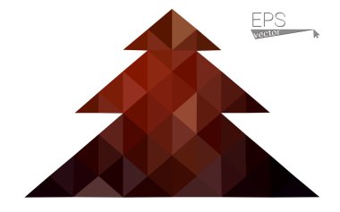 Koyu kırmızı düşük çokgen stilini Noel ağacı vektör çizim üçgen oluşan. Soyut üçgen poligon origami veya kristal tasarım yeni yıl kutlama. Beyaz arka plan üzerinde izole.