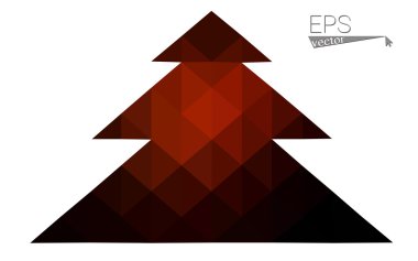 Koyu kırmızı düşük çokgen stilini Noel ağacı vektör çizim üçgen oluşan. Soyut üçgen poligon origami veya kristal tasarım yeni yıl kutlama. Beyaz arka plan üzerinde izole.