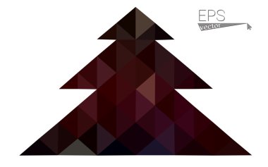 Koyu kırmızı düşük çokgen stilini Noel ağacı vektör çizim üçgen oluşan. Soyut üçgen poligon origami veya kristal tasarım yeni yıl kutlama. Beyaz arka plan üzerinde izole.