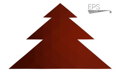 Koyu kırmızı düşük çokgen stilini Noel ağacı vektör çizim üçgen oluşan. Soyut üçgen poligon origami veya kristal tasarım yeni yıl kutlama. Beyaz arka plan üzerinde izole.