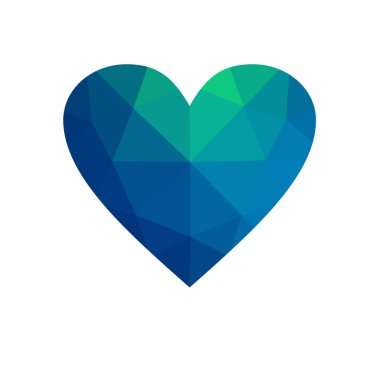 yeşil kalp beyaz zemin üzerine izole.