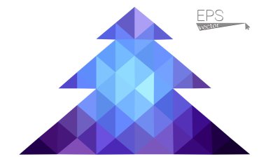 Koyu mavi, pembe düşük Poli stil Noel ağacı vektör çizim üçgen oluşan. Soyut üçgen poligon origami veya kristal tasarım yeni yıl kutlama. Beyaz arka plan üzerinde izole