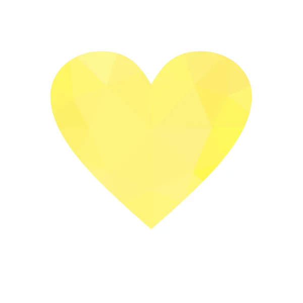 Yellow heart isolated on white background.