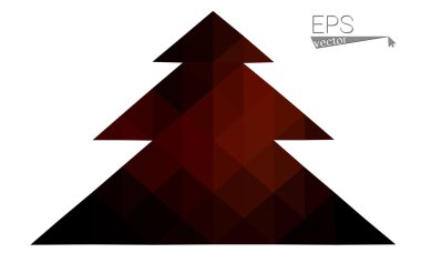 Koyu kırmızı düşük çokgen stilini Noel ağacı vektör çizim üçgen oluşan. Soyut üçgen poligon origami veya kristal tasarım yeni yıl kutlama. Beyaz arka plan üzerinde izole.