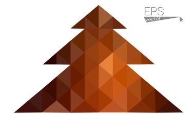 Koyu kırmızı düşük çokgen stilini Noel ağacı vektör çizim üçgen oluşan. Soyut üçgen poligon origami veya kristal tasarım yeni yıl kutlama. Beyaz arka plan üzerinde izole.