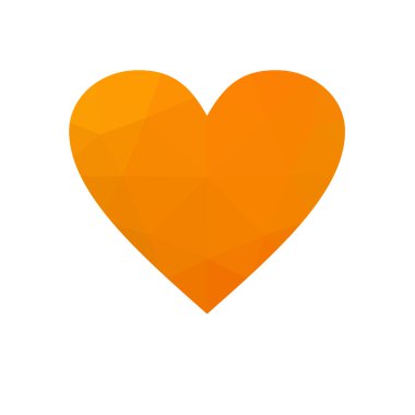 turuncu beyaz zemin üzerine izole kalp.