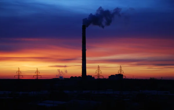 Industrial area at sunset — Stock Photo, Image