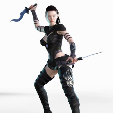 Hançerli zırhlı bir kadın.