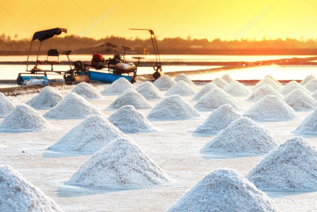 Salt farm, raw salt manufacturing in Thailand