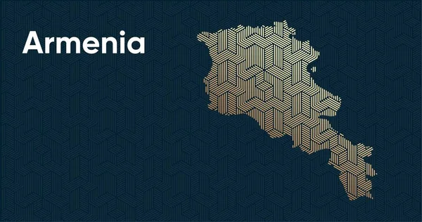 様式化された東洋の重複パターンと変換効果を持つカード 地図上に重ね合わせのあるオリエンタルゴールドパターン アルメニア政治地図 — ストックベクタ