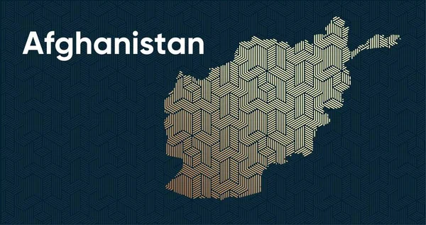 様式化された東洋の重複パターンと変換効果を持つカード 地図上に重ね合わせのあるオリエンタルゴールドパターン アフガニスタン政治地図 — ストックベクタ