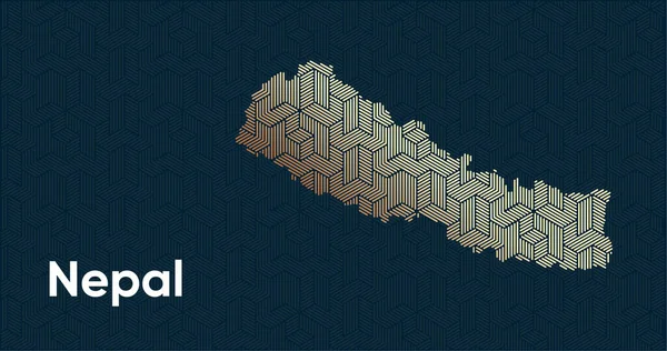 具有风格的东方重叠图案和转换效果的卡片 地图上重叠的东方金图案 Nepal政治地图 — 图库矢量图片