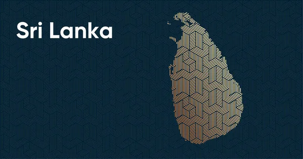 具有风格的东方重叠图案和转换效果的卡片 地图上重叠的东方金图案 斯里兰卡政治地图 — 图库矢量图片