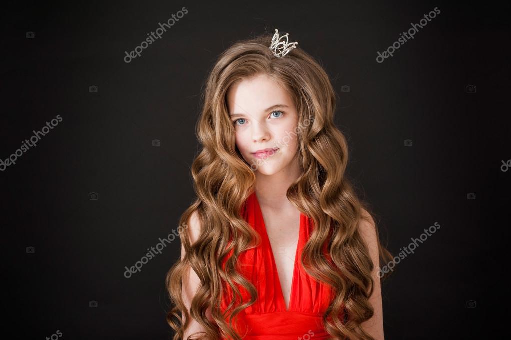 Girl Teenager Smile Happiness Black Background Long Hair