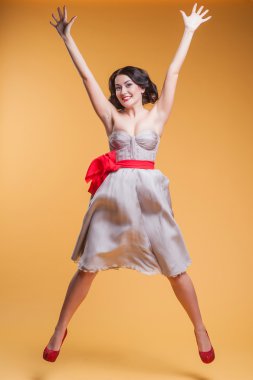 özgürlük, mutluluk, dudaklar, sürpriz, zevk, Rüzgar, duygular, bacaklar, oturur, kahkaha, dansları, gider, atlar, pin-up