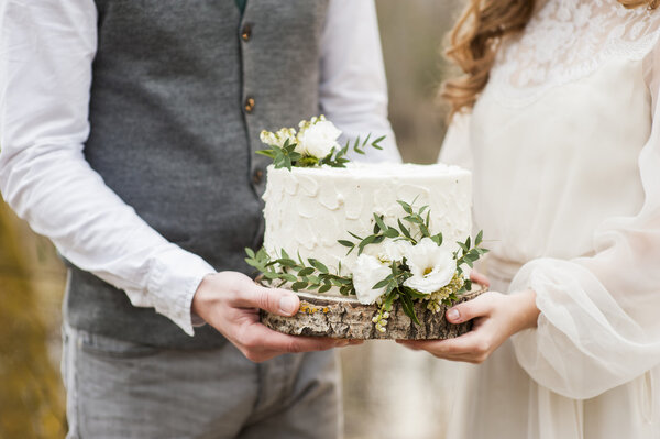 wedding in the spring in park with a decor