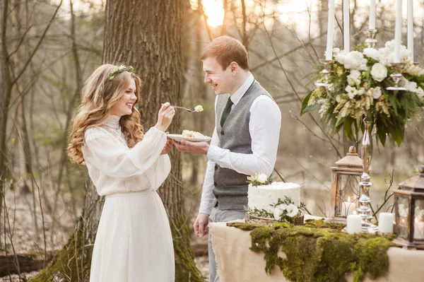 Hochzeit im Frühling im Park mit Dekor — Stockfoto