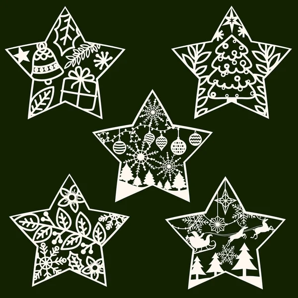 Lazer kesimli ve kağıt kesimli Noel yıldızı süslemeleri kart sanatları ve tatil projeleri için şenlikli kış dekorasyonu tasarımı