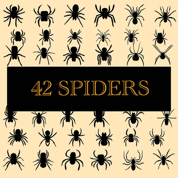 Bej arkaplanda siyah örümcek siluetleri