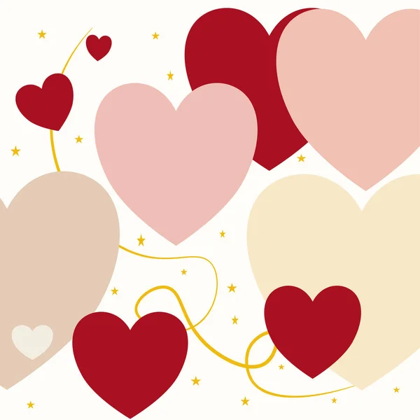 Kırmızı, pastel kalpler ve küçük altın yıldızlarla kusursuz bir romantik düzen. Sevgililer Günü tebrik kartları, ambalaj kağıdı ve romantik tasarım projeleri için ideal.