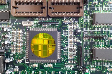 Bir Cpu mikroçip bir düzeni yakın çekim