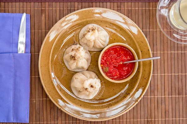 Khinkali is the national dish. — Stock Photo, Image