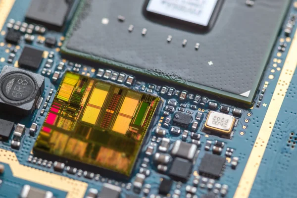 Close-up op een Cpu microchip regeling — Stockfoto