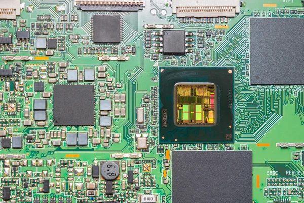 Primer plano de un esquema de microchip de CPU — Foto de Stock