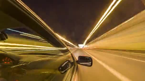 Timelapse video Auto in movimento in una città di notte — Video Stock