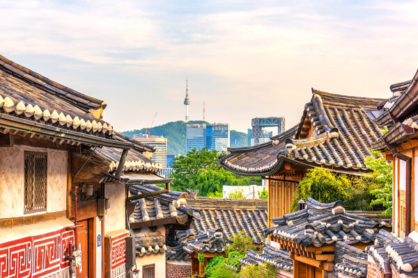 Bukchon Hanok Village in Seoul, South Korea.