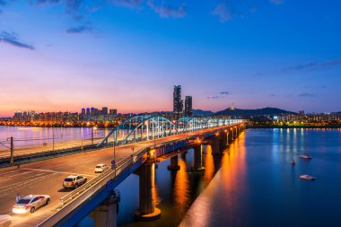 Kore, Seul, gece, Güney Kore şehir manzarası 