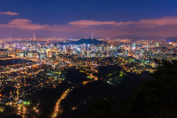 Korea, Seoul at night, South Korea city skyline — стоковое фото