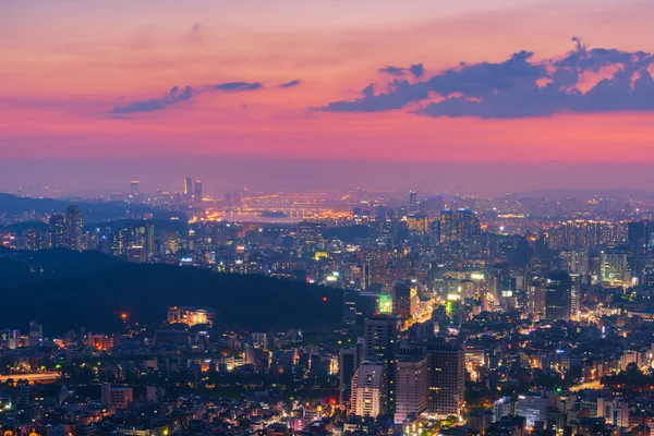 Korea, Seoul at night, South Korea city skyline — стоковое фото