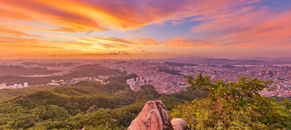 Korea,Panorama Sunset of Seoul City Skyline — Stock Photo, Image
