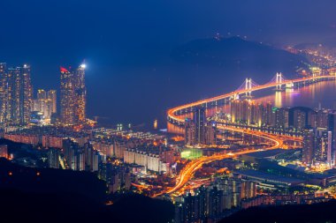 Busan şehir manzarası, en iyi görünümü Busan, Güney Kore